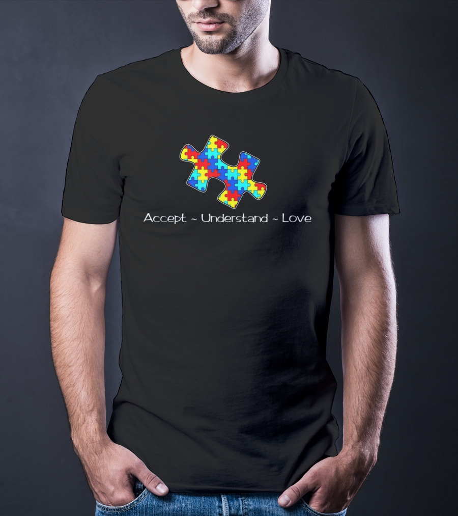 Accept Understand Love Autism Awareness Puzzle T-Shirt