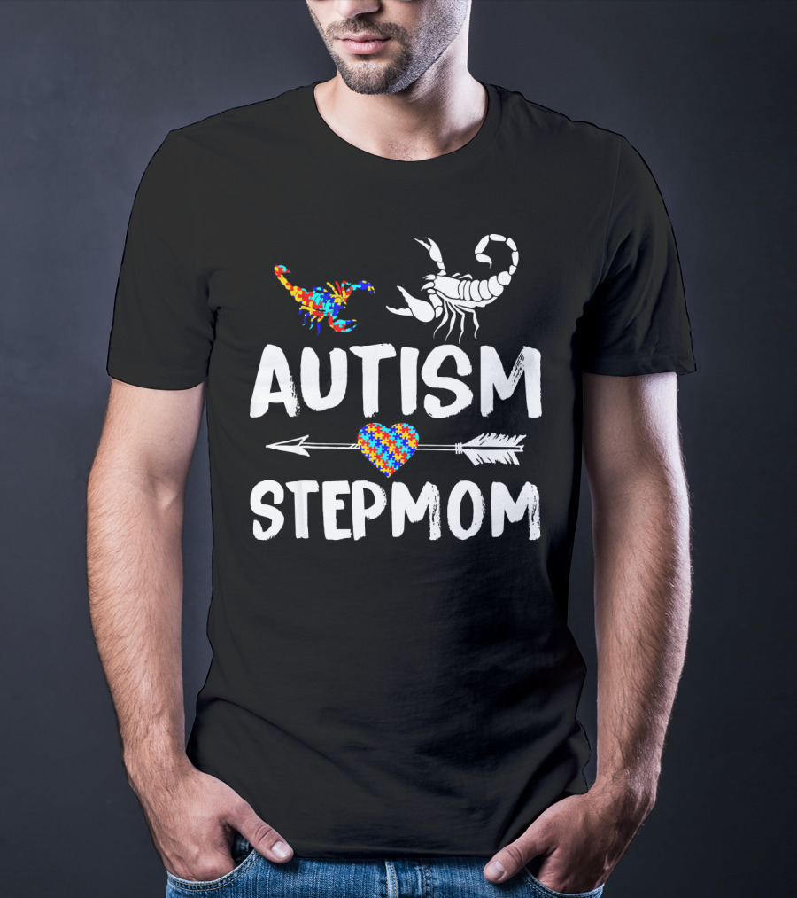 Scorpion Autism Stepmom Love Heart Puzzle Arrow T-Shirt