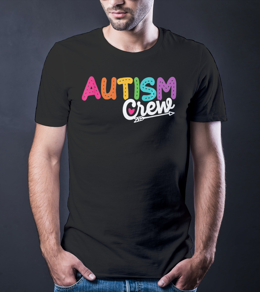 Autism Crew Colorful Heart Arrow Autism Awareness T-Shirt