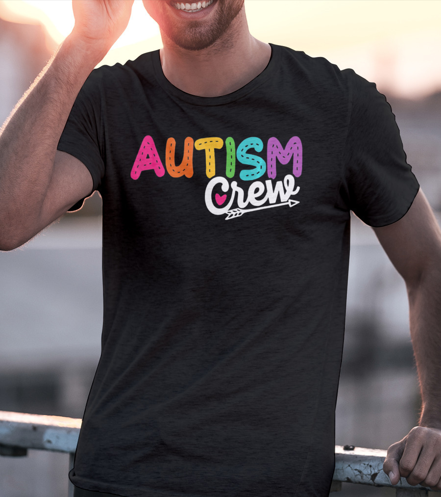 Autism Crew Colorful Heart Arrow Autism Awareness T-Shirt