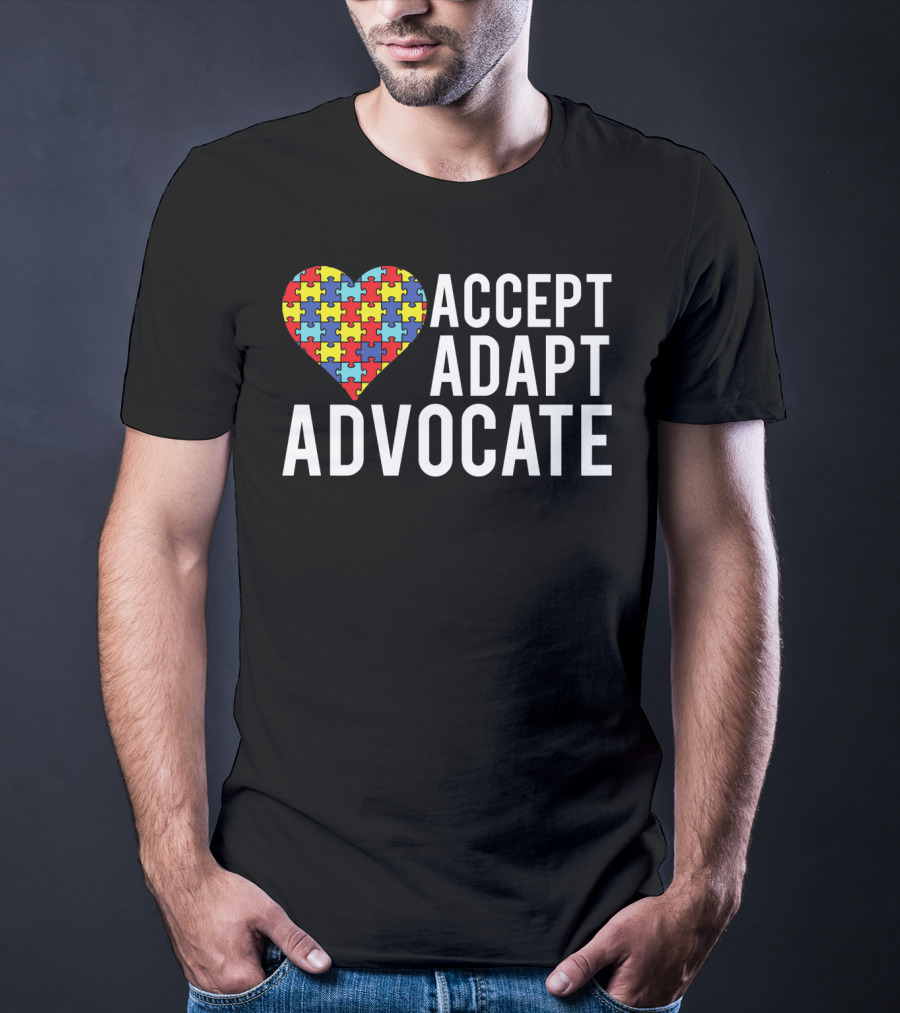 Autism Awareness Accept Adapt Advocate Puzzle Heart T-Shirt