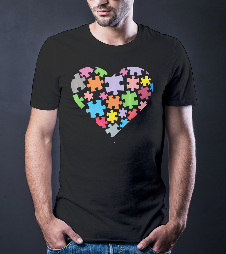 Love Autism Puzzle Heart Autism Awareness T-Shirt