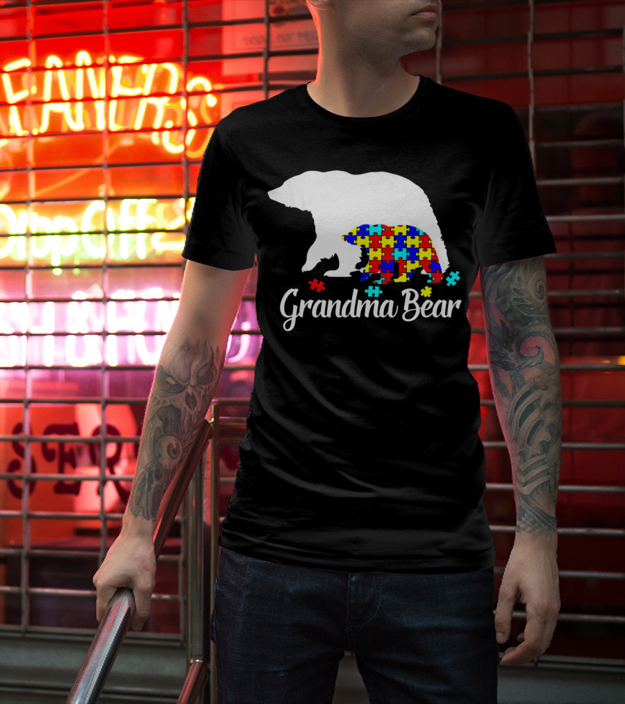 Grandma Bear Puzzle Autism Awareness Iconic T-Shirt