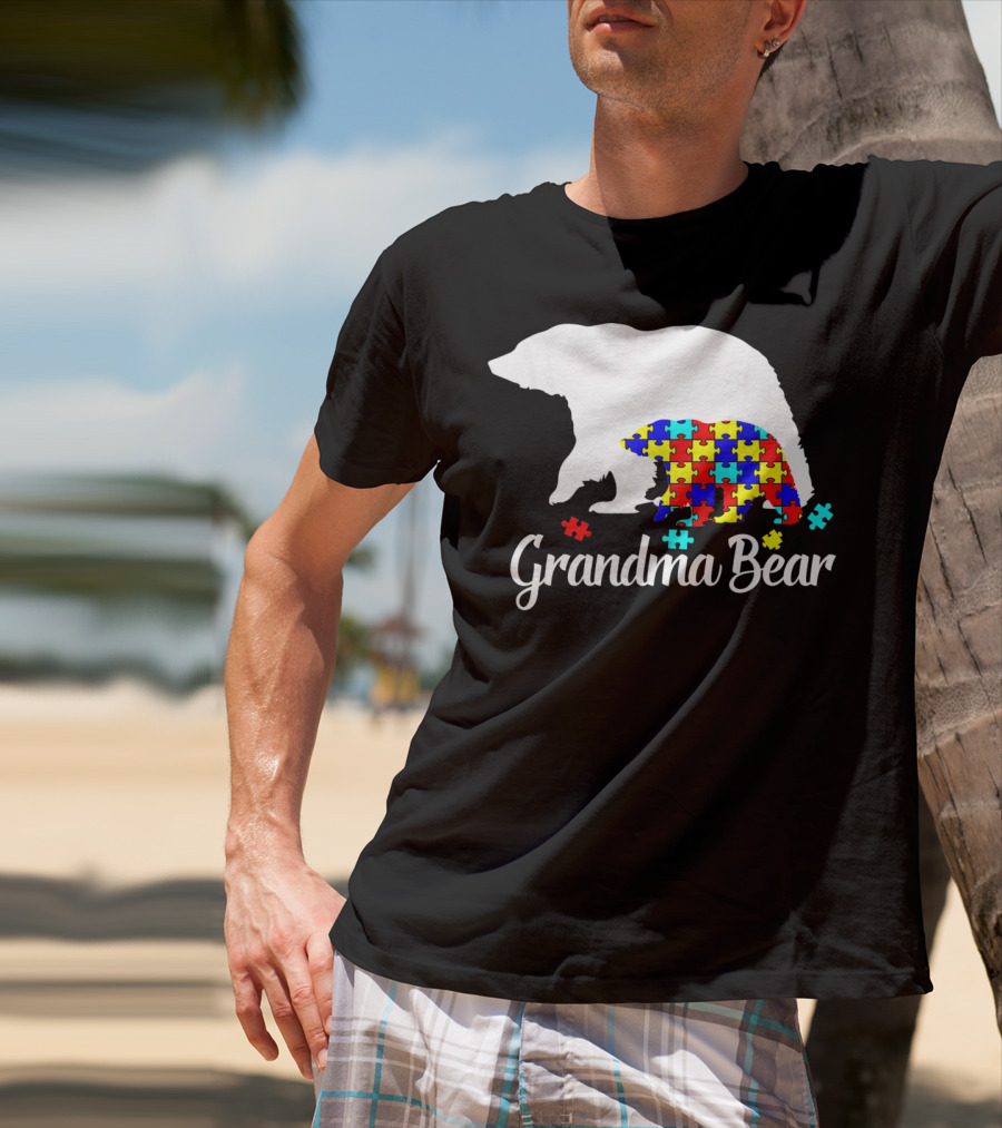 Grandma Bear Puzzle Autism Awareness Iconic T-Shirt