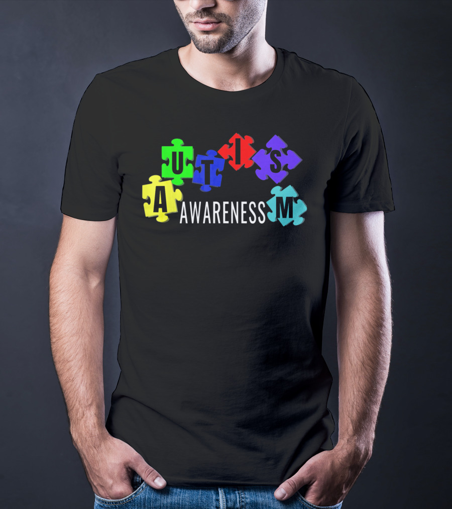 Autism Awareness Colorful Puzzle Pieces T-Shirt