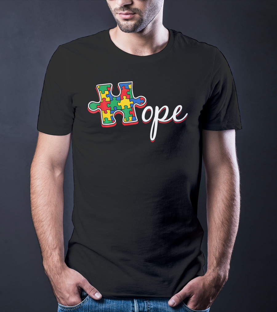 Autism Awareness Day Hope Puzzle Piece T-Shirt