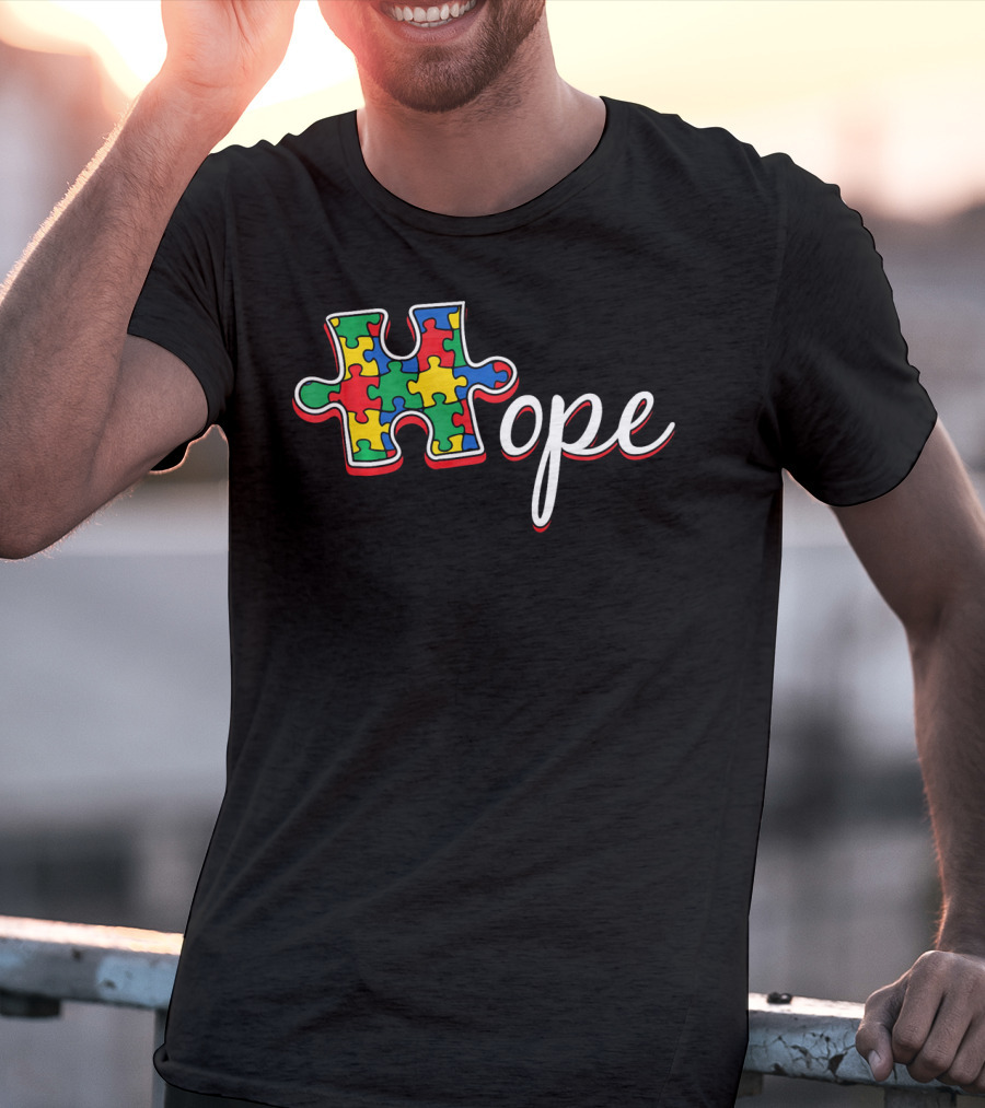Autism Awareness Day Hope Puzzle Piece T-Shirt