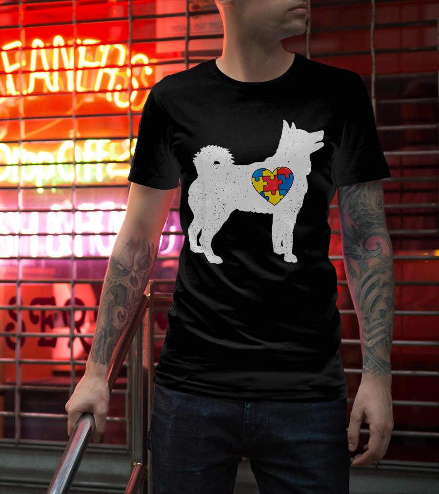 Husky Autism Awareness Puzzle Heart T-Shirt
