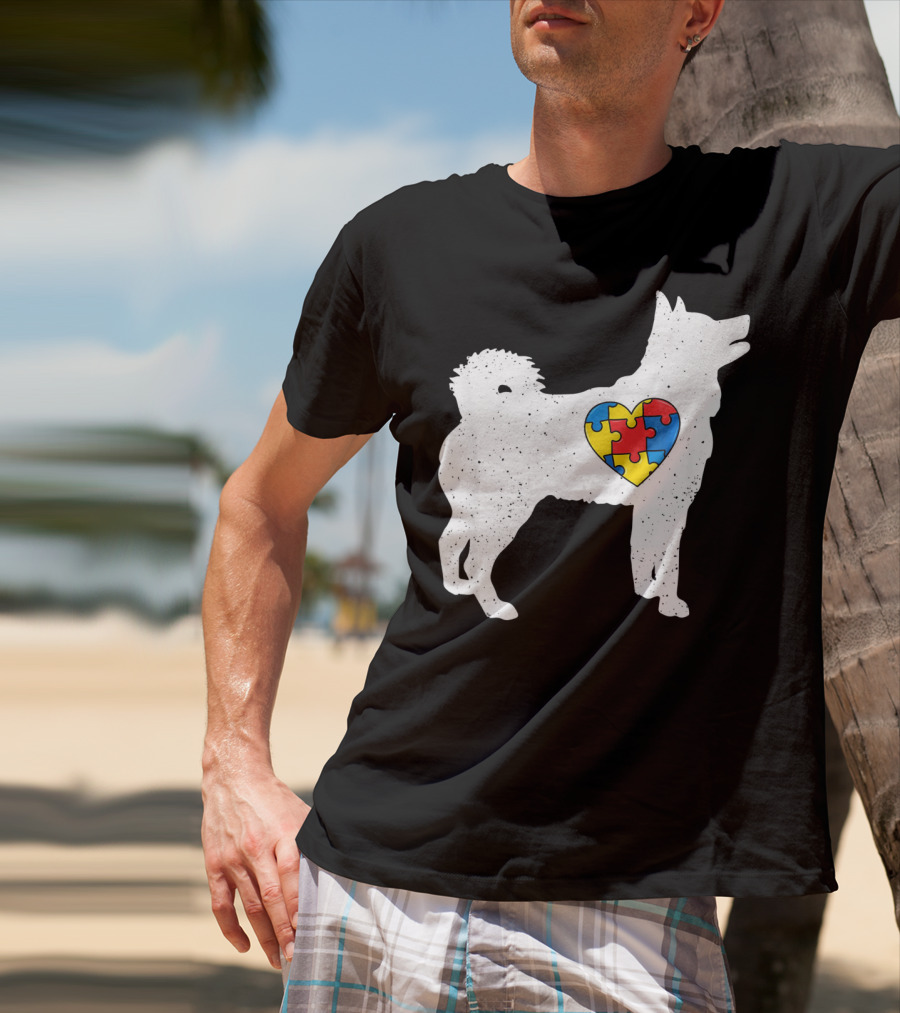 Husky Autism Awareness Puzzle Heart T-Shirt