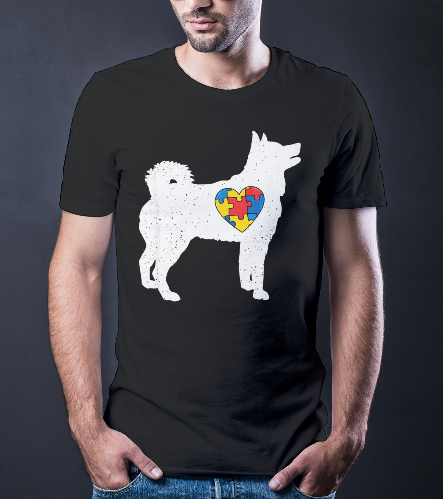 Husky Autism Awareness Puzzle Heart T-Shirt