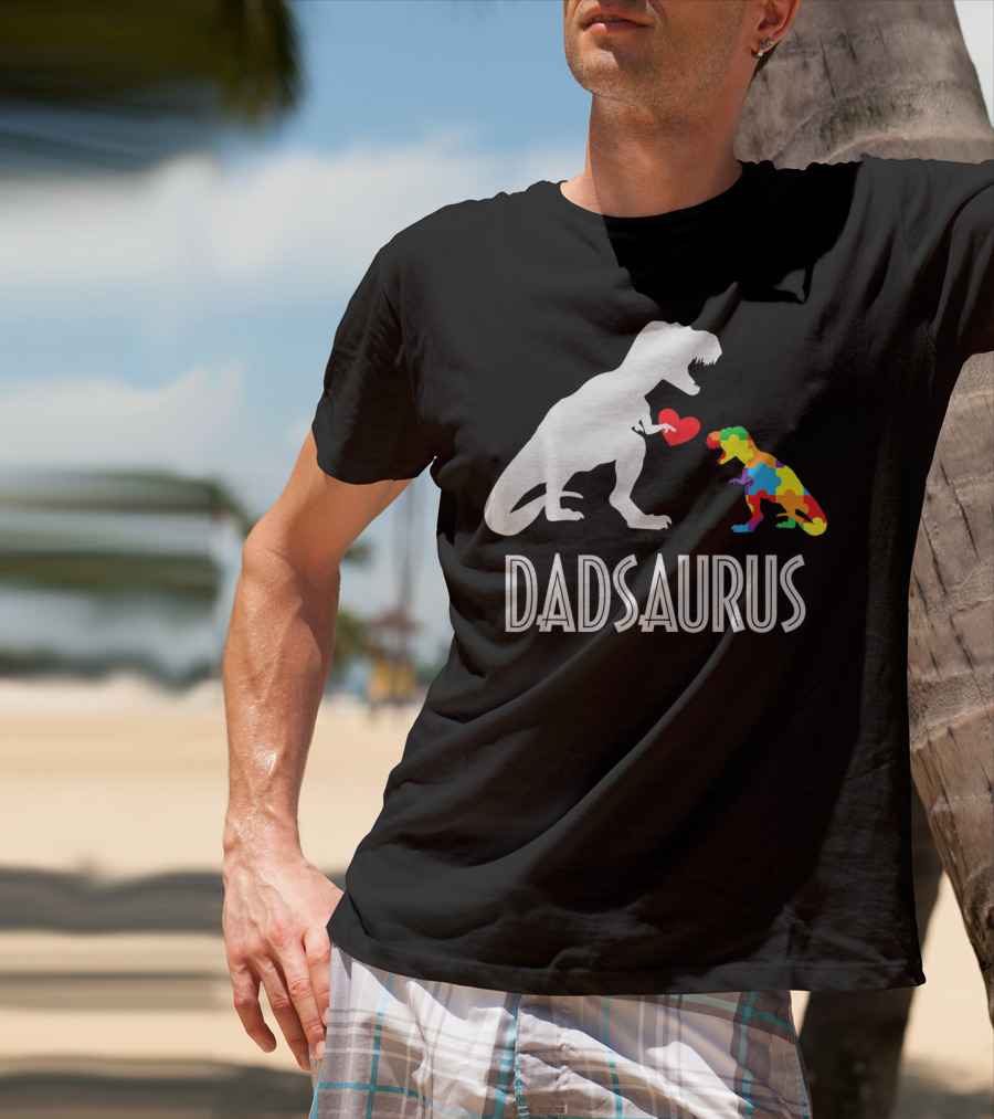 Dadsaurus Dinosaur Family Kids Autism Awareness T-Shirt