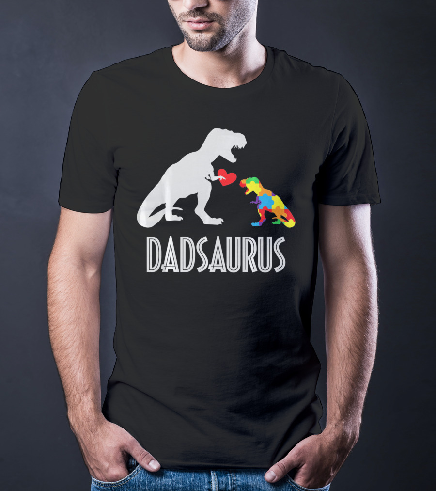 Dadsaurus Dinosaur Family Kids Autism Awareness T-Shirt