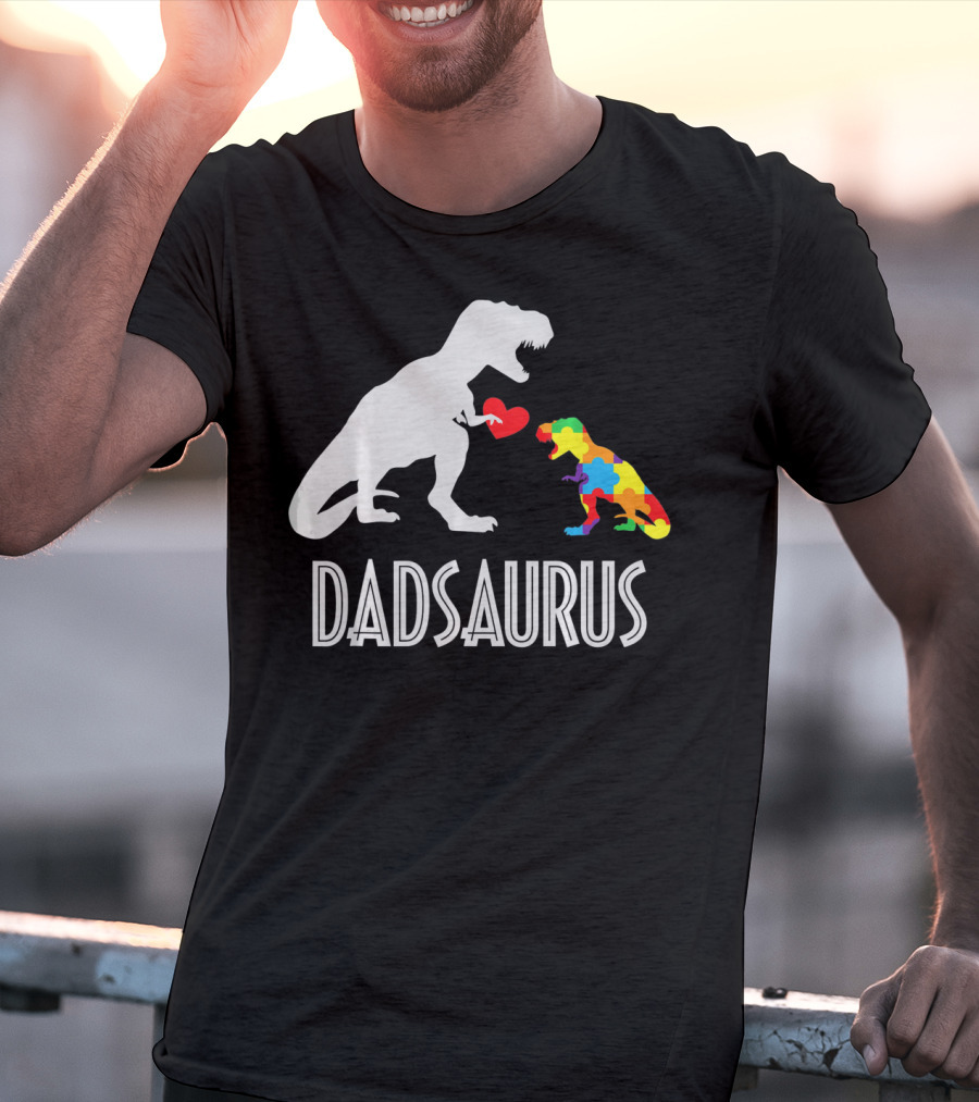 Dadsaurus Dinosaur Family Kids Autism Awareness T-Shirt