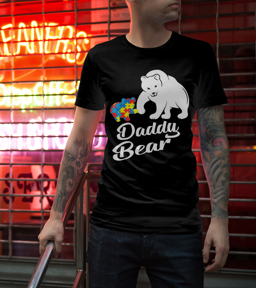 Daddy Bear Autism Puzzle Heart T-Shirt