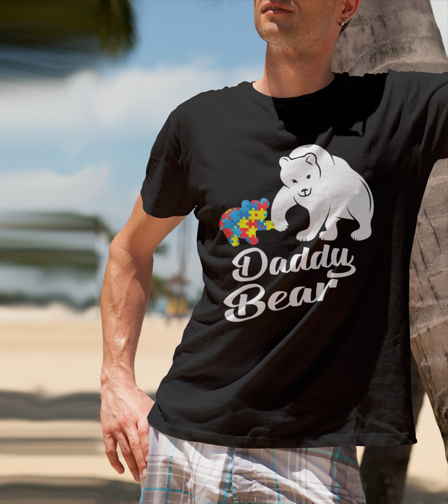 Daddy Bear Autism Puzzle Heart T-Shirt