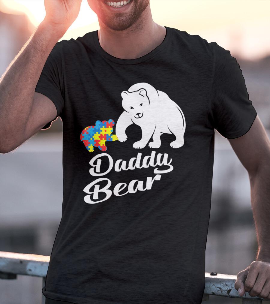 Daddy Bear Autism Puzzle Heart T-Shirt