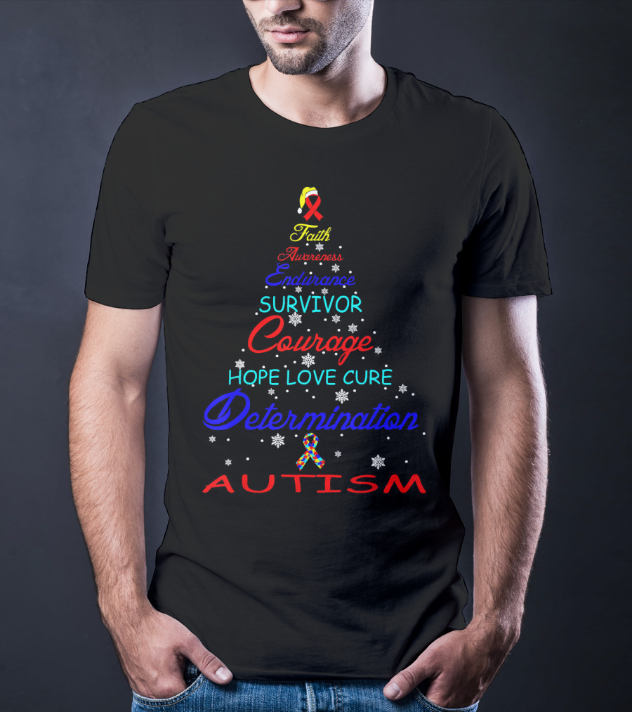 Faith Awareness Endurance Survivor Courage Hope Love Cure Determination Autism T-Shirt