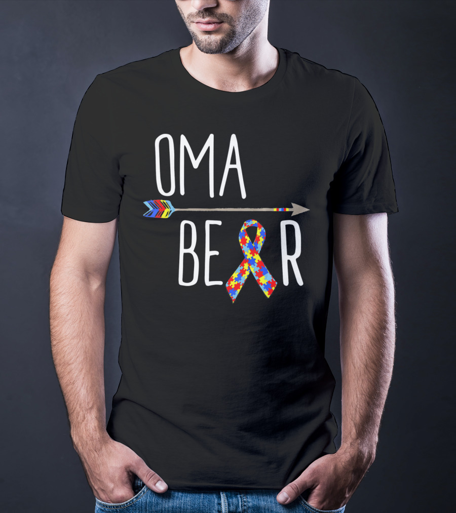 Oma Bear Autism Awareness Arrow Puzzle T-Shirt