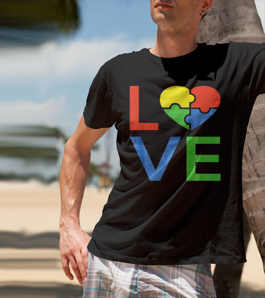 LOVE Heart Puzzle Autism Awareness Autistic T-Shirt