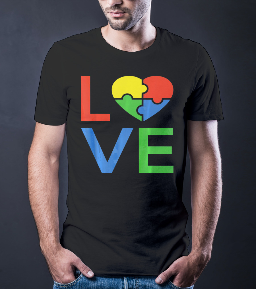 LOVE Heart Puzzle Autism Awareness Autistic T-Shirt