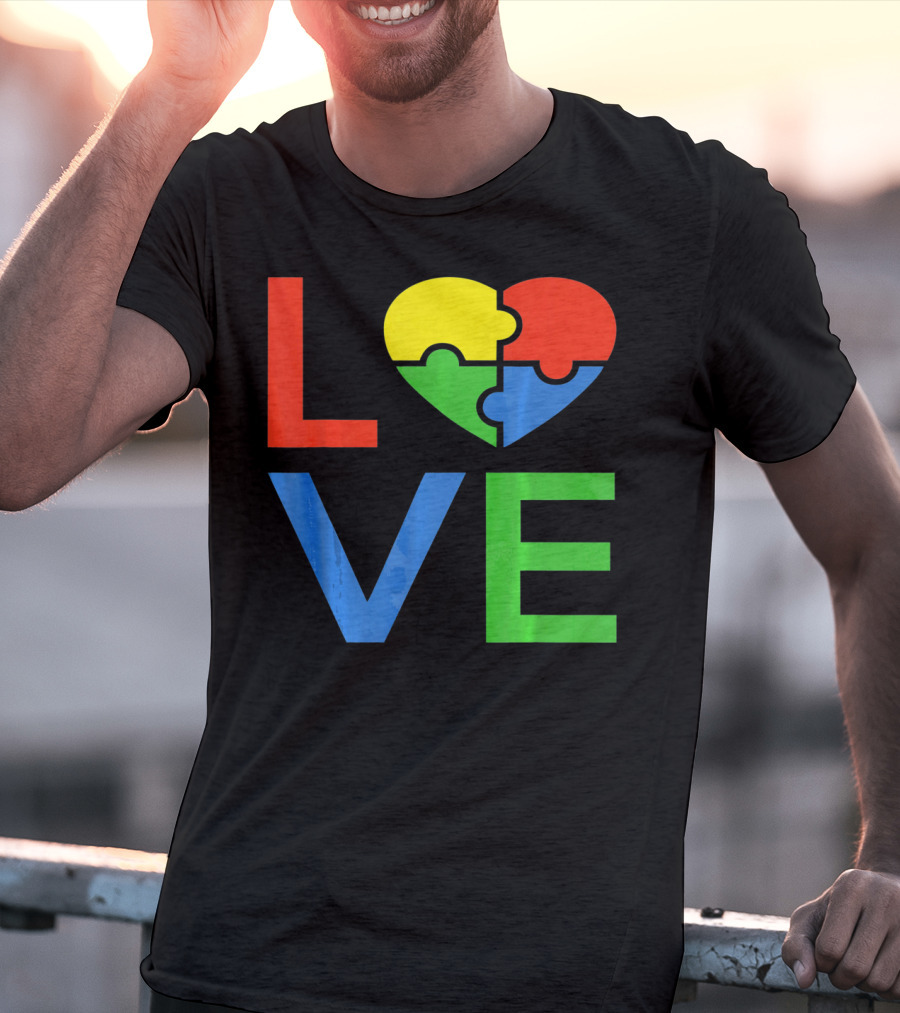 LOVE Heart Puzzle Autism Awareness Autistic T-Shirt