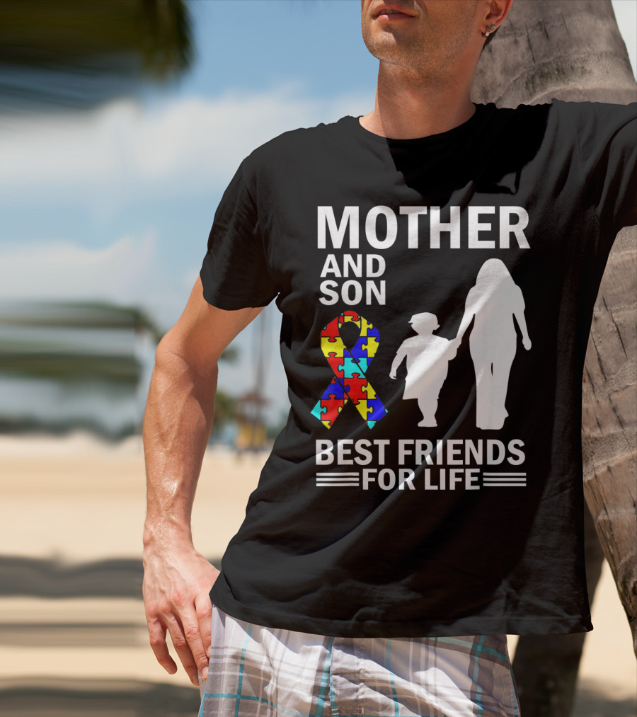Mother And Son Autism Awareness Best Friends For Life Puzzle T-Shirt