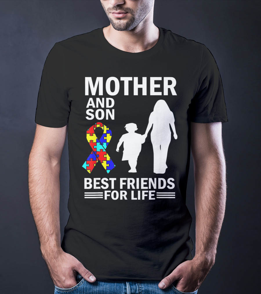 Mother And Son Autism Awareness Best Friends For Life Puzzle T-Shirt