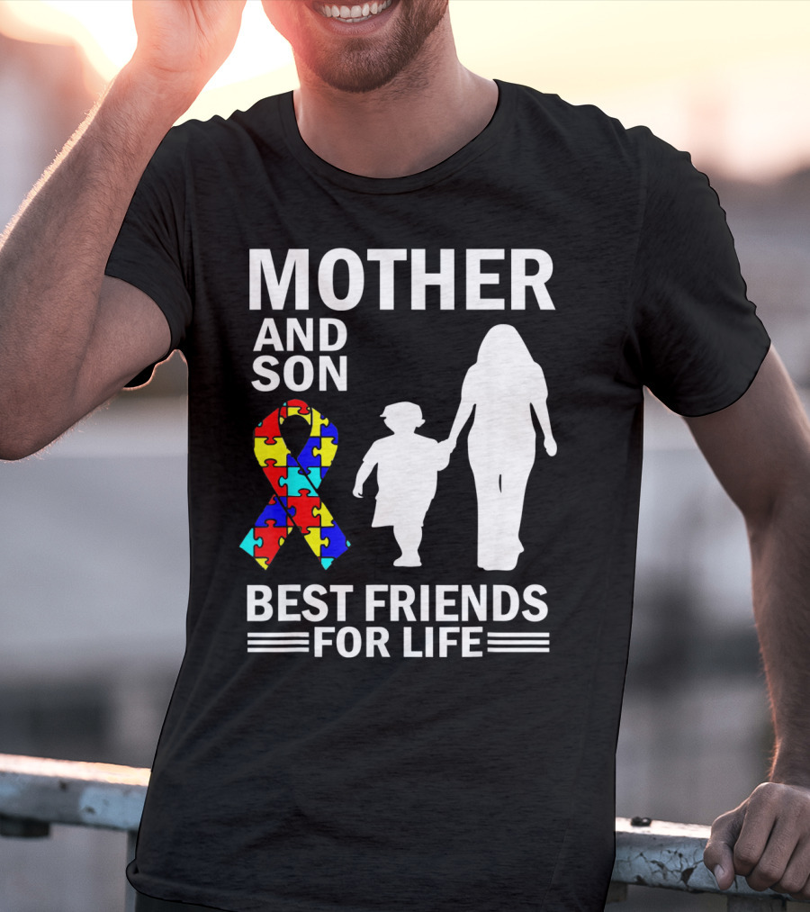 Mother And Son Autism Awareness Best Friends For Life Puzzle T-Shirt
