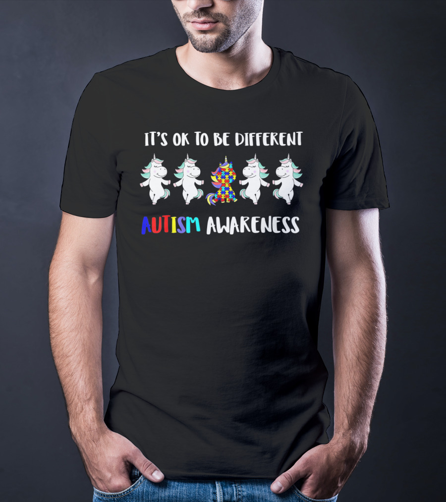It's Ok To Be Different Autism Awareness Unicorn T-Shirt