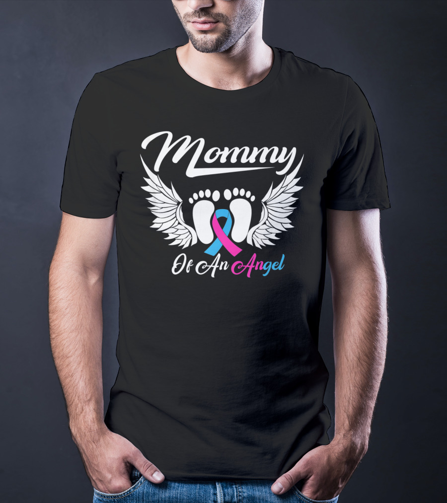 Mommy Of An Angel Miscarriage Awareness Footprints And Wings T-Shirt