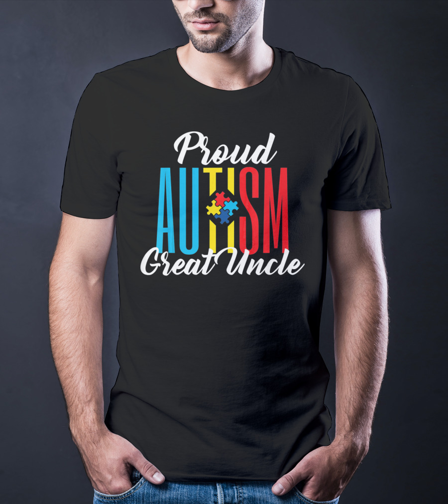 Proud Autism Great Uncle Awareness Puzzle Support T-Shirt