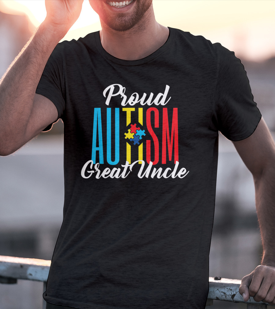 Proud Autism Great Uncle Awareness Puzzle Support T-Shirt