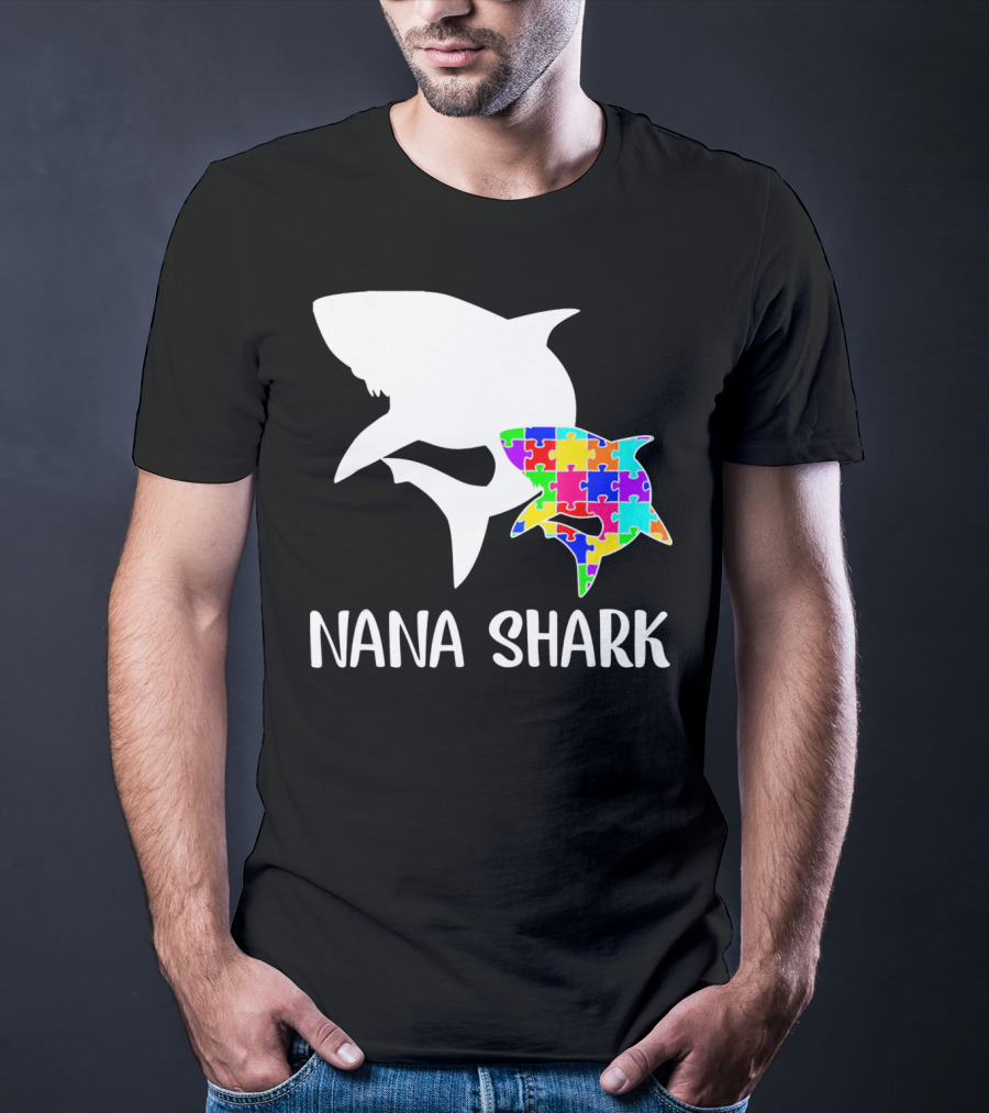 Nana Shark Puzzle Autism Awareness T-Shirt