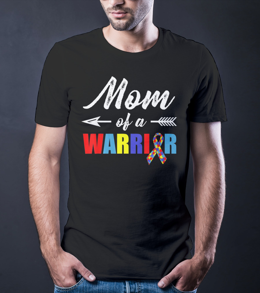 Mom Of A Warrior Autism Awareness Bow And Arrow T-Shirt