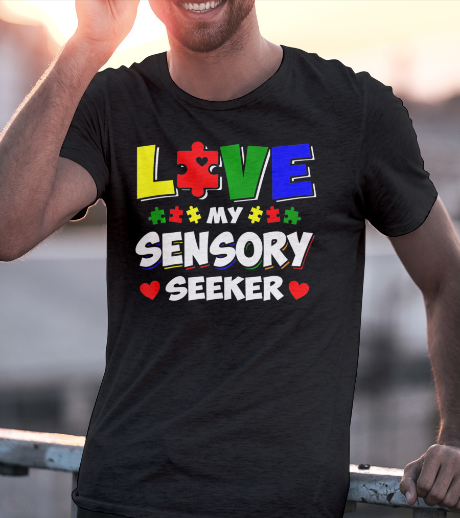 Love My Sensory Seeker Autism Awareness Day Puzzle T-Shirt
