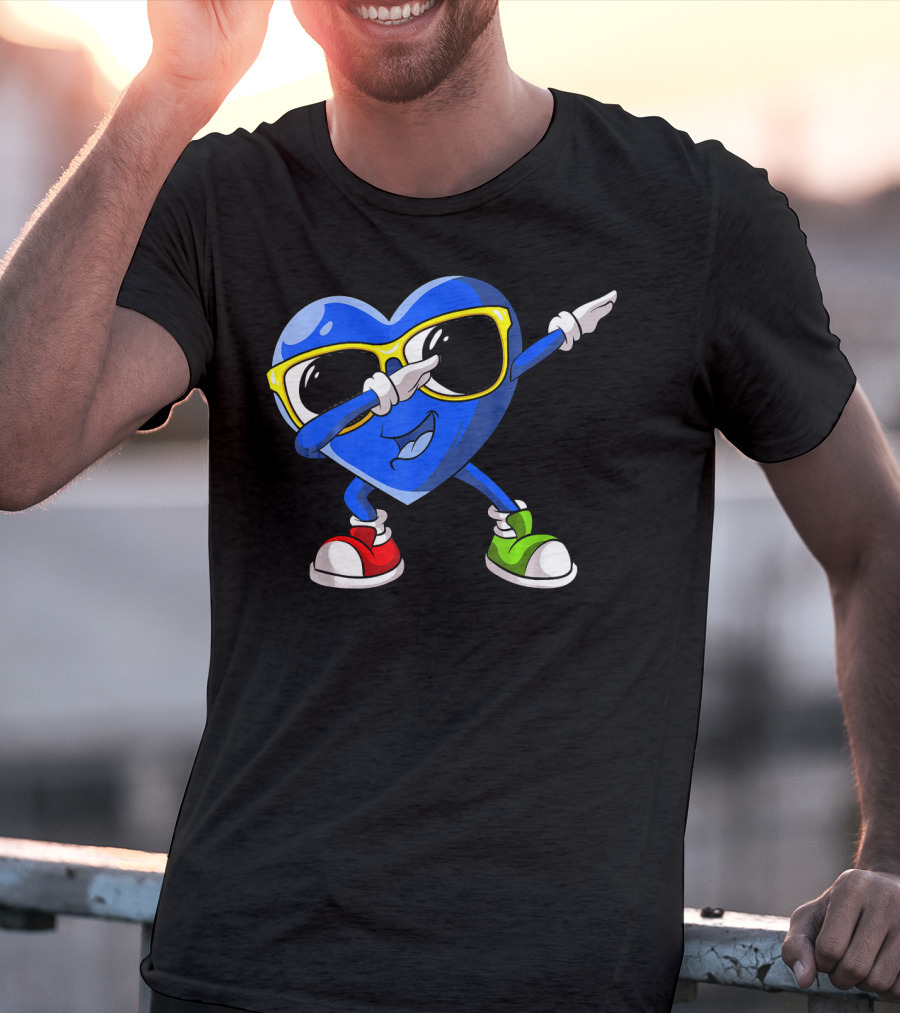 Autism Awareness Dabbing Heart Blue Love Sunglasses Red Green Shoes T-Shirt