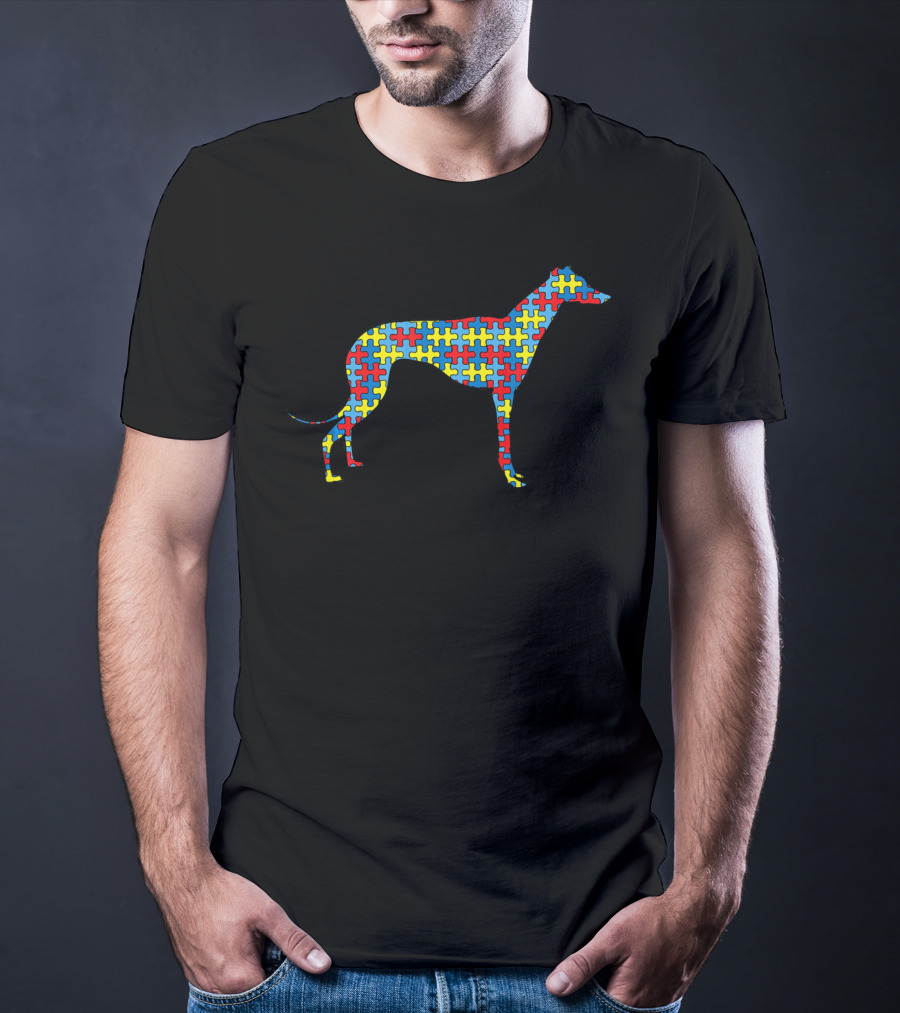 Greyhound Puzzle Autism Awareness Dog Pet Kids T-Shirt