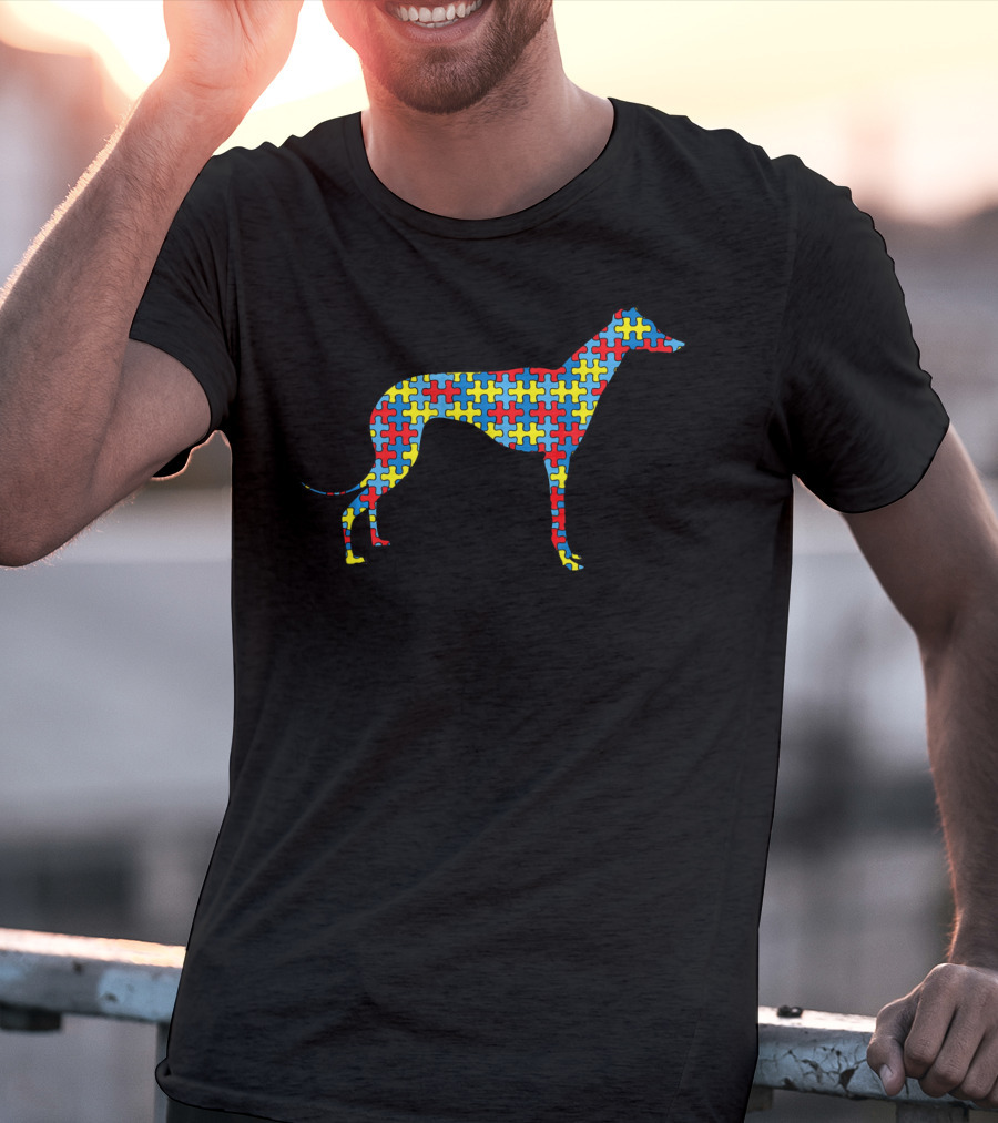 Greyhound Puzzle Autism Awareness Dog Pet Kids T-Shirt