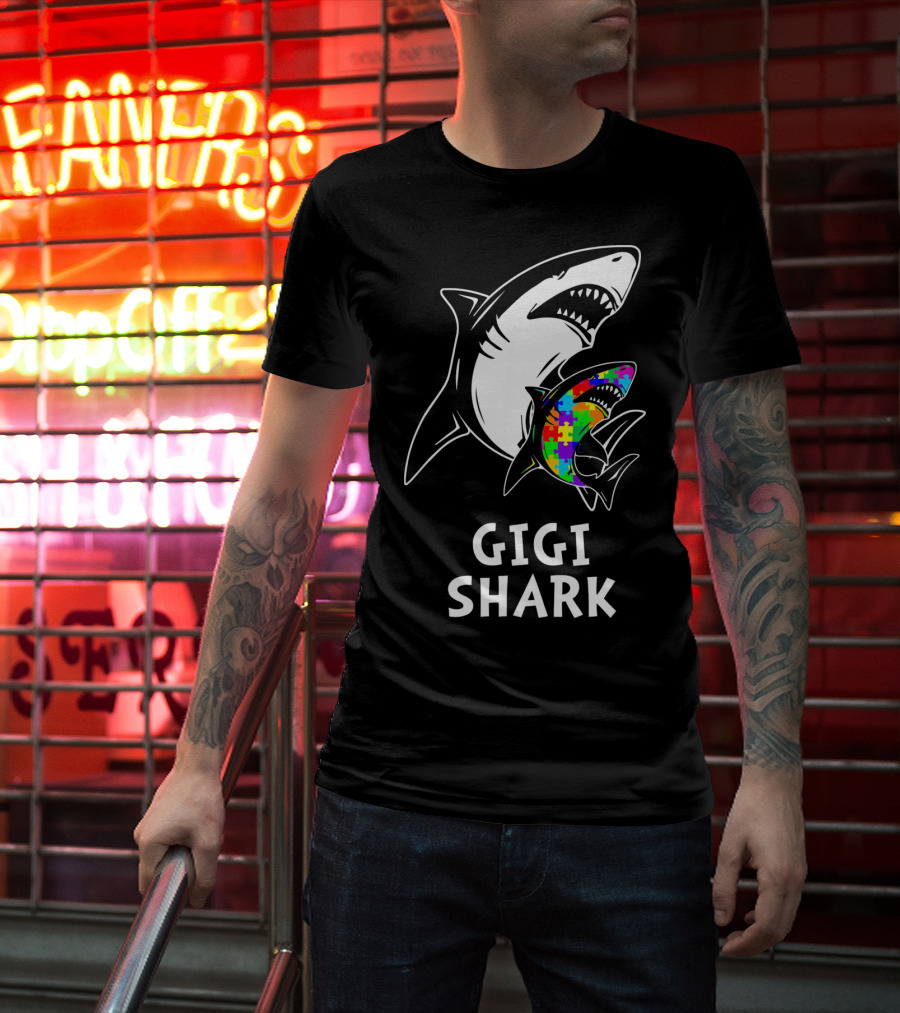 Gigi Shark Autism Awareness Puzzle Sharks T-Shirt