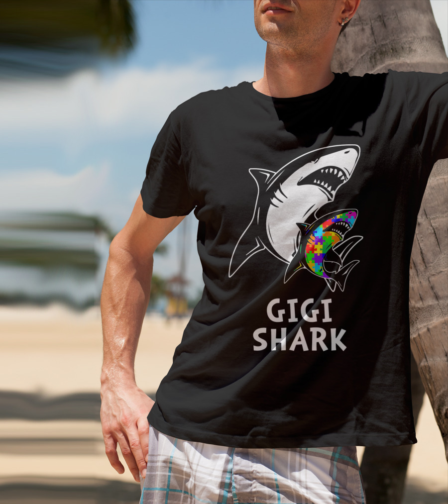 Gigi Shark Autism Awareness Puzzle Sharks T-Shirt