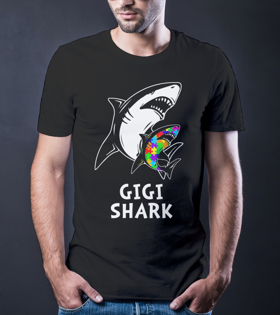 Gigi Shark Autism Awareness Puzzle Sharks T-Shirt