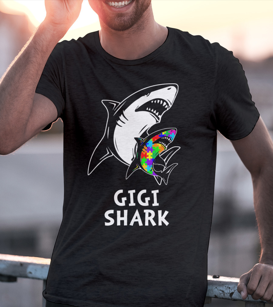 Gigi Shark Autism Awareness Puzzle Sharks T-Shirt