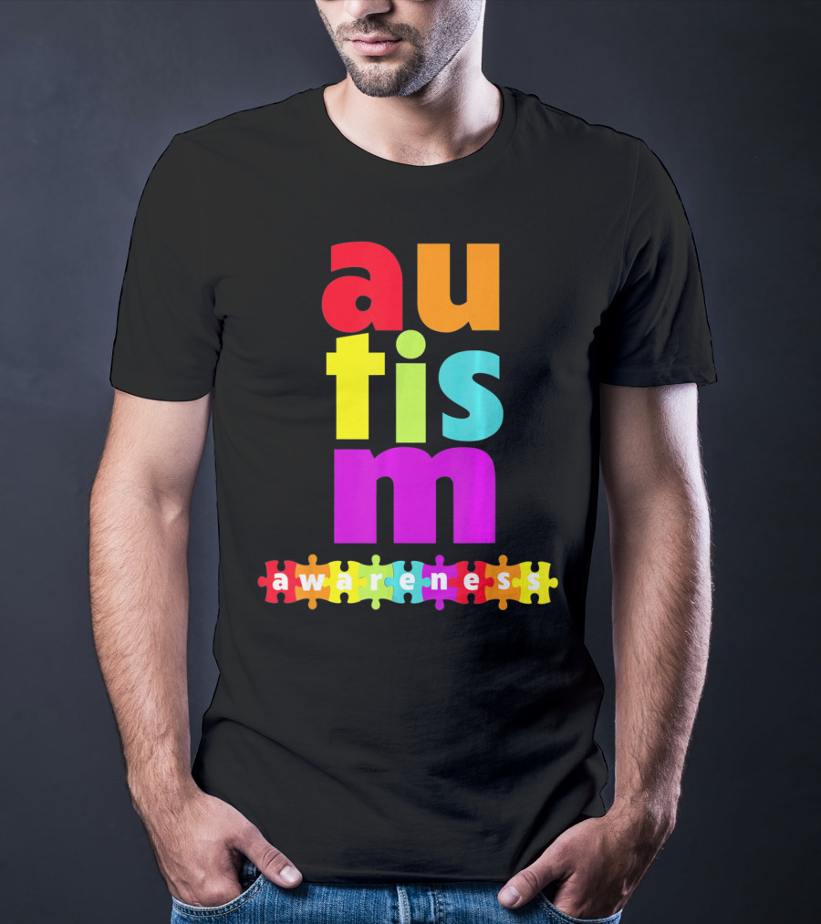 Autism Awareness Rainbow Puzzle Piece Autism Awareness T-Shirt