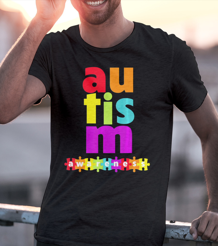 Autism Awareness Rainbow Puzzle Piece Autism Awareness T-Shirt