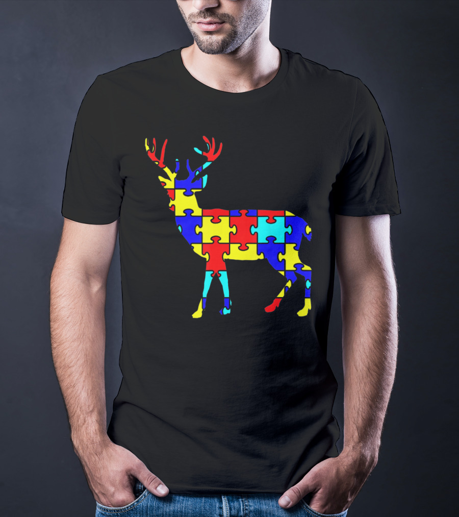 Deer Puzzle Autism Awareness Wildlife T-Shirt