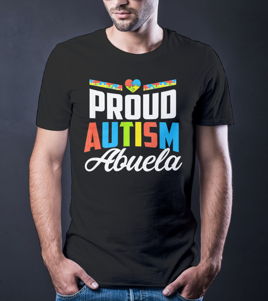 Proud Autism Abuela Heart Puzzle Awareness Support T-Shirt