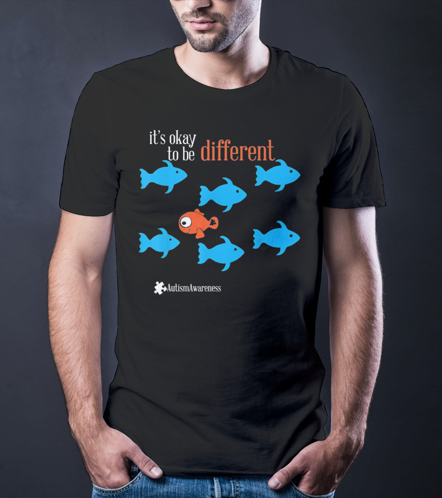 It's Okay To Be Different Autism Awareness Puzzle Fish T-Shirt