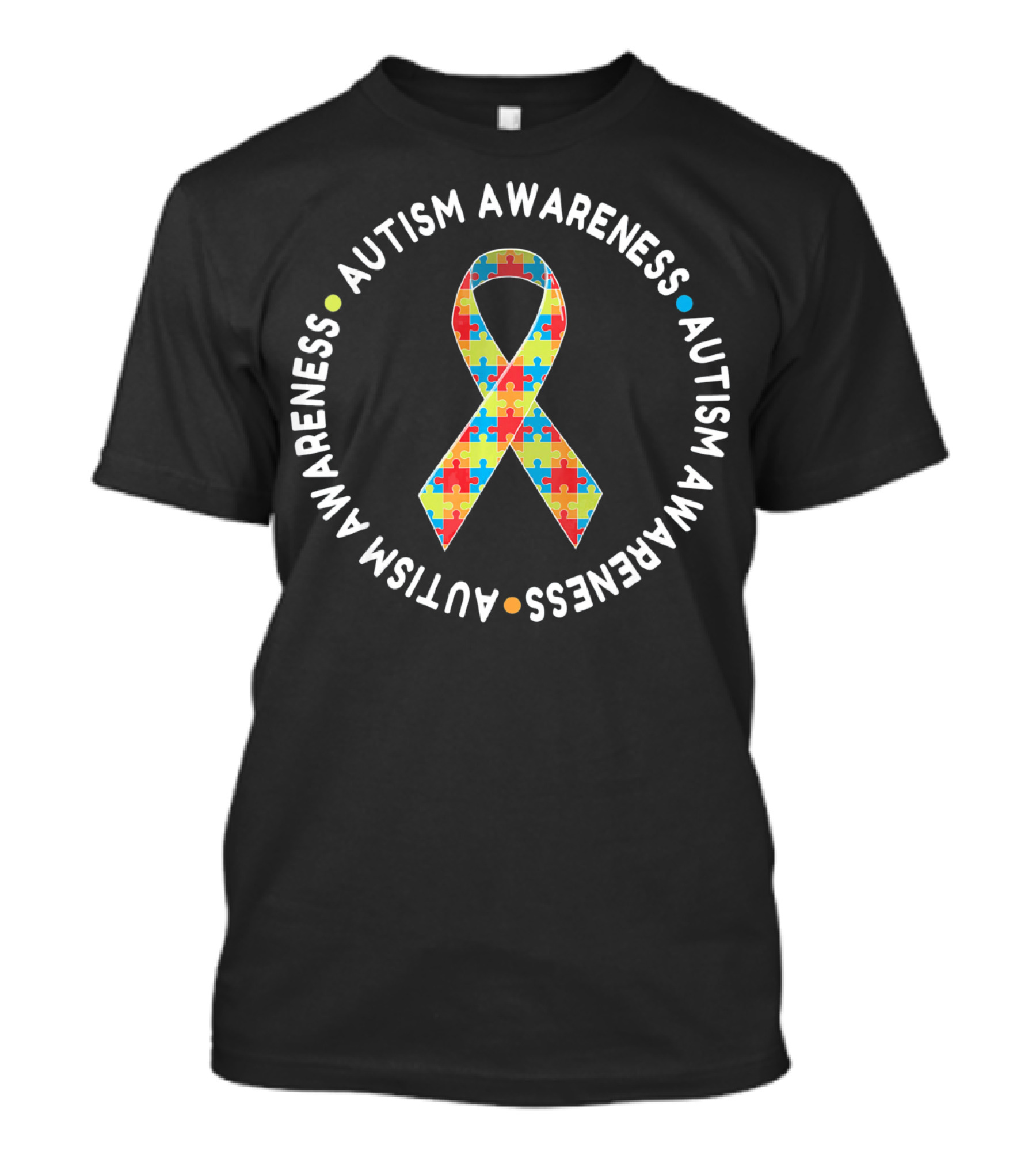 Autism Awareness Ribbon Circle With Multicolored Puzzle T-Shirt