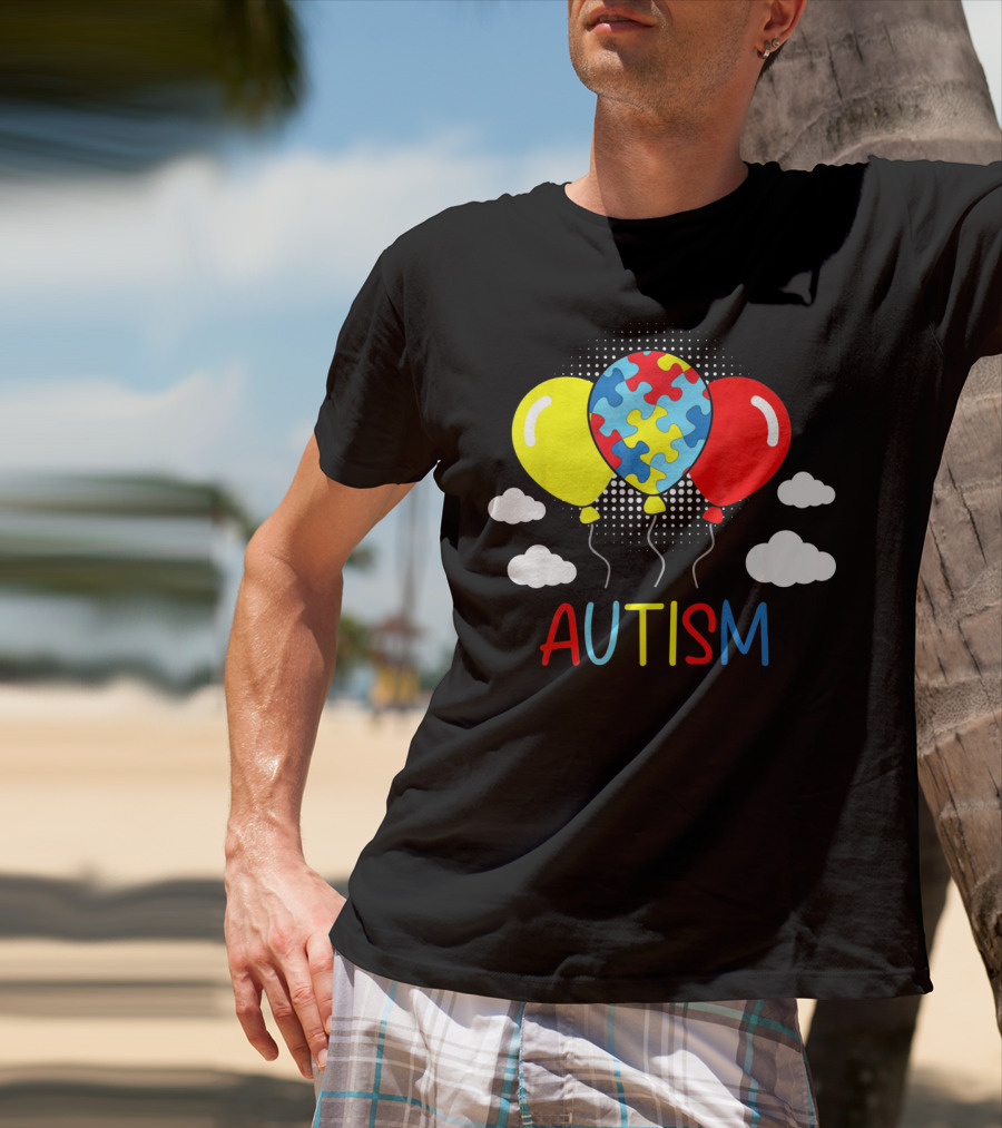 Autism Awareness Balloons Puzzle Clouds T-Shirt