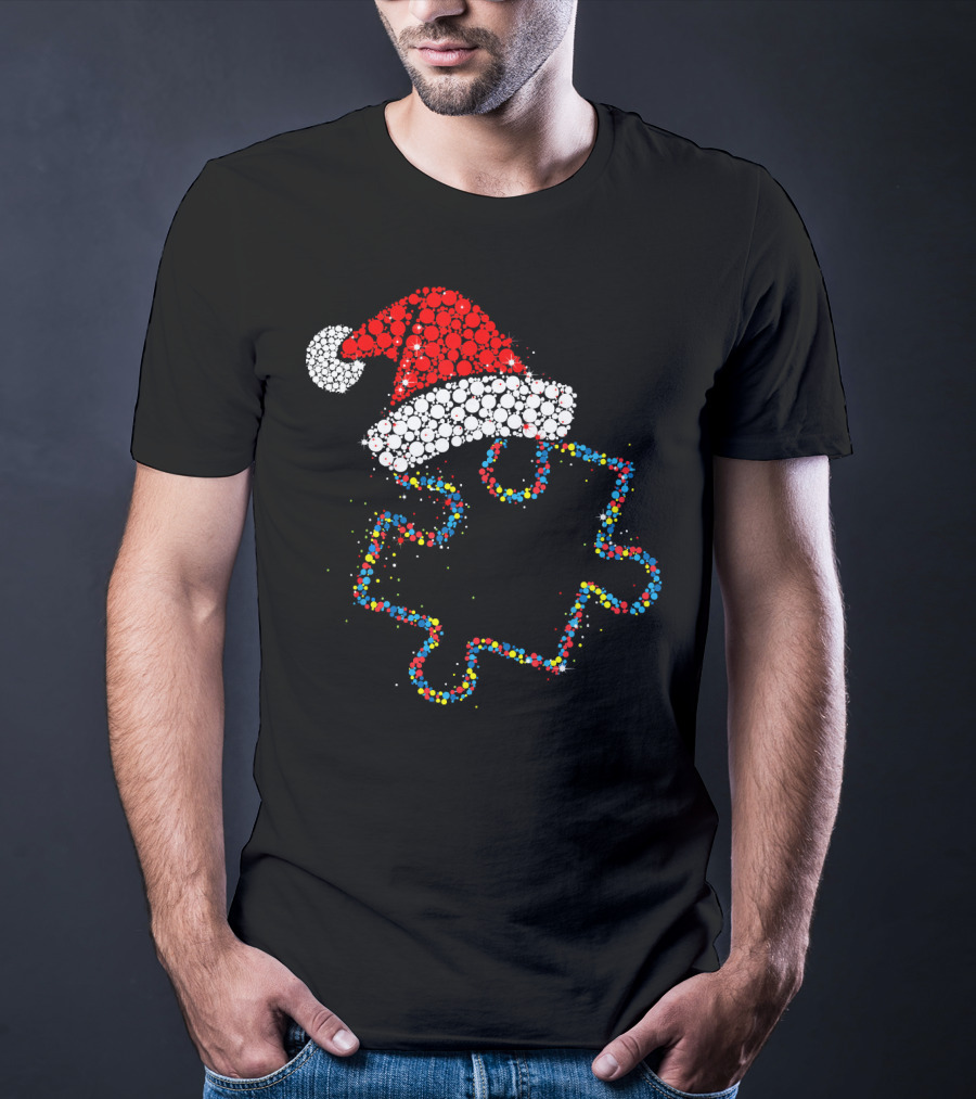 Puzzle Santa Merry Christmas Autism Awareness T-Shirt